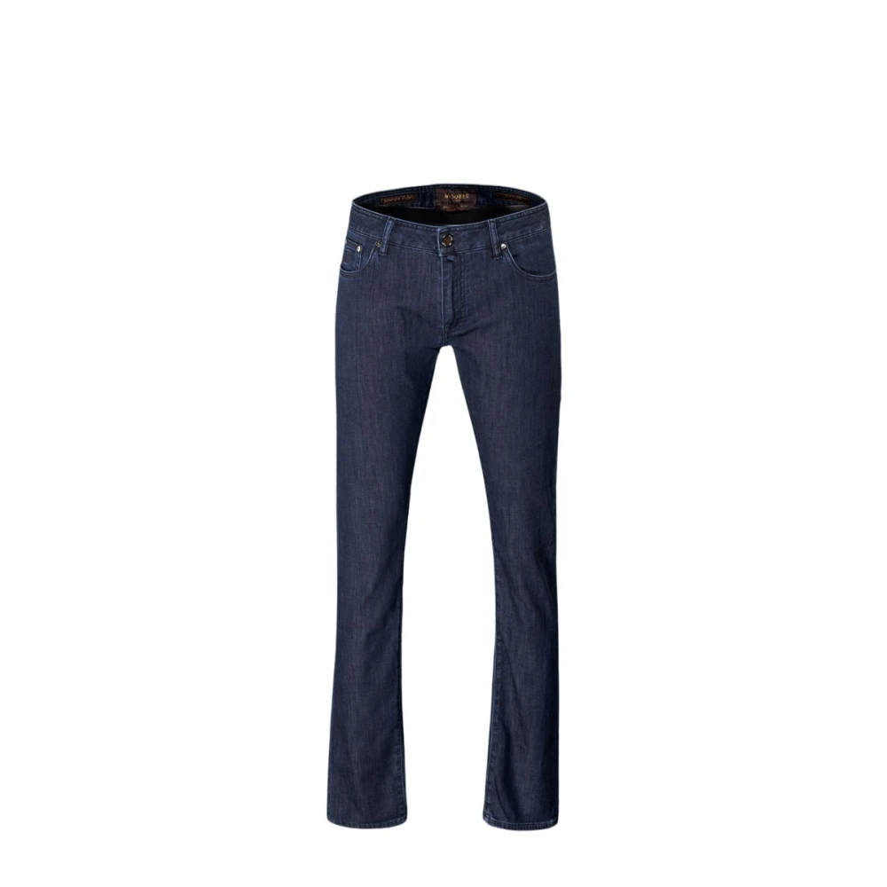 Moorer Japanse Comfort Denim Broek Blue Heren