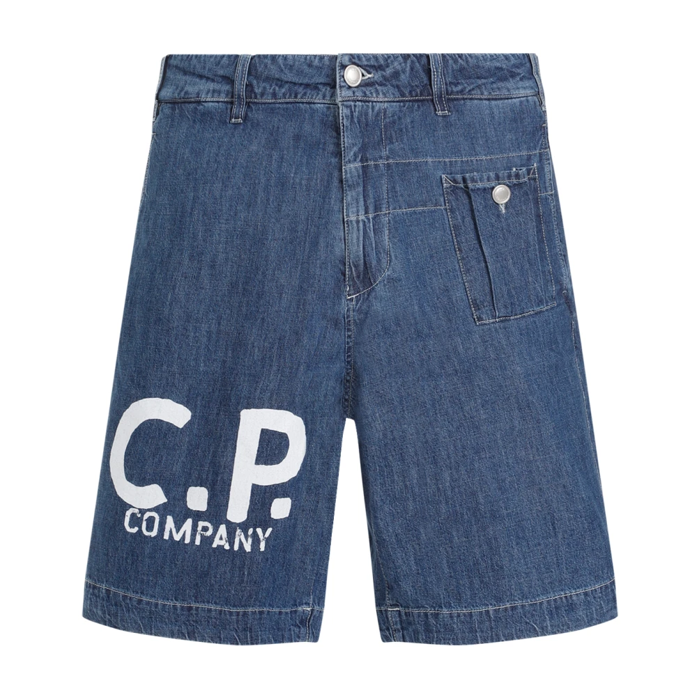 C.P. Company Blauwe Denim Shorts Blue Heren