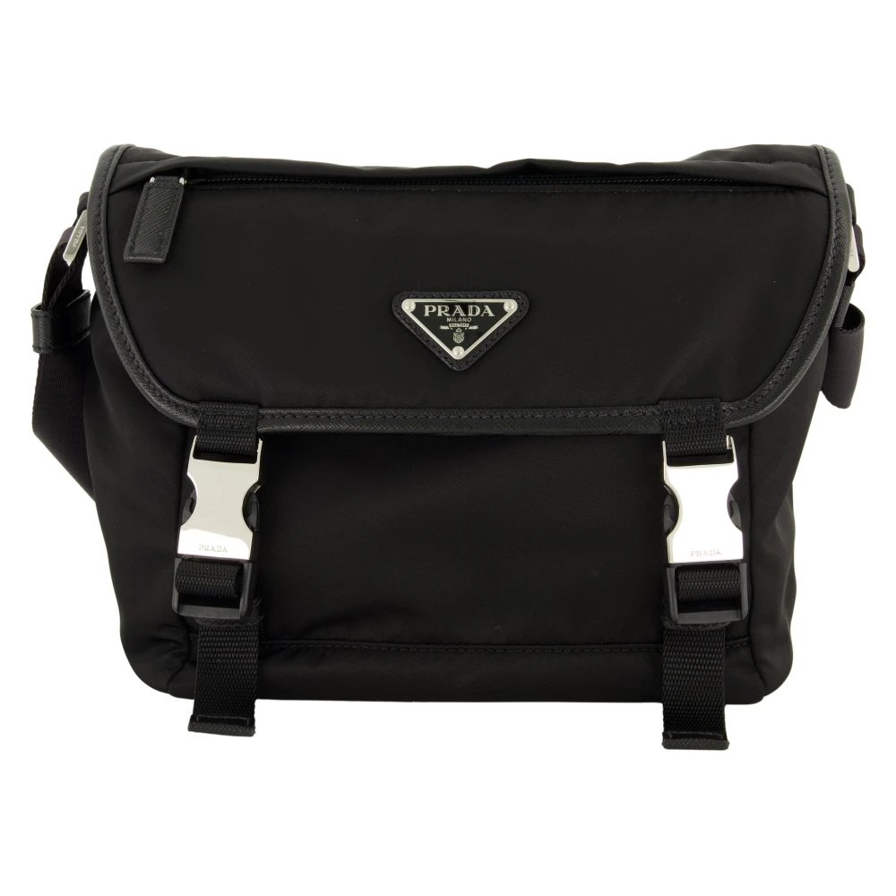 Prada Men's Black Re-Nylon And Saffiano Leather Shoulder Bag