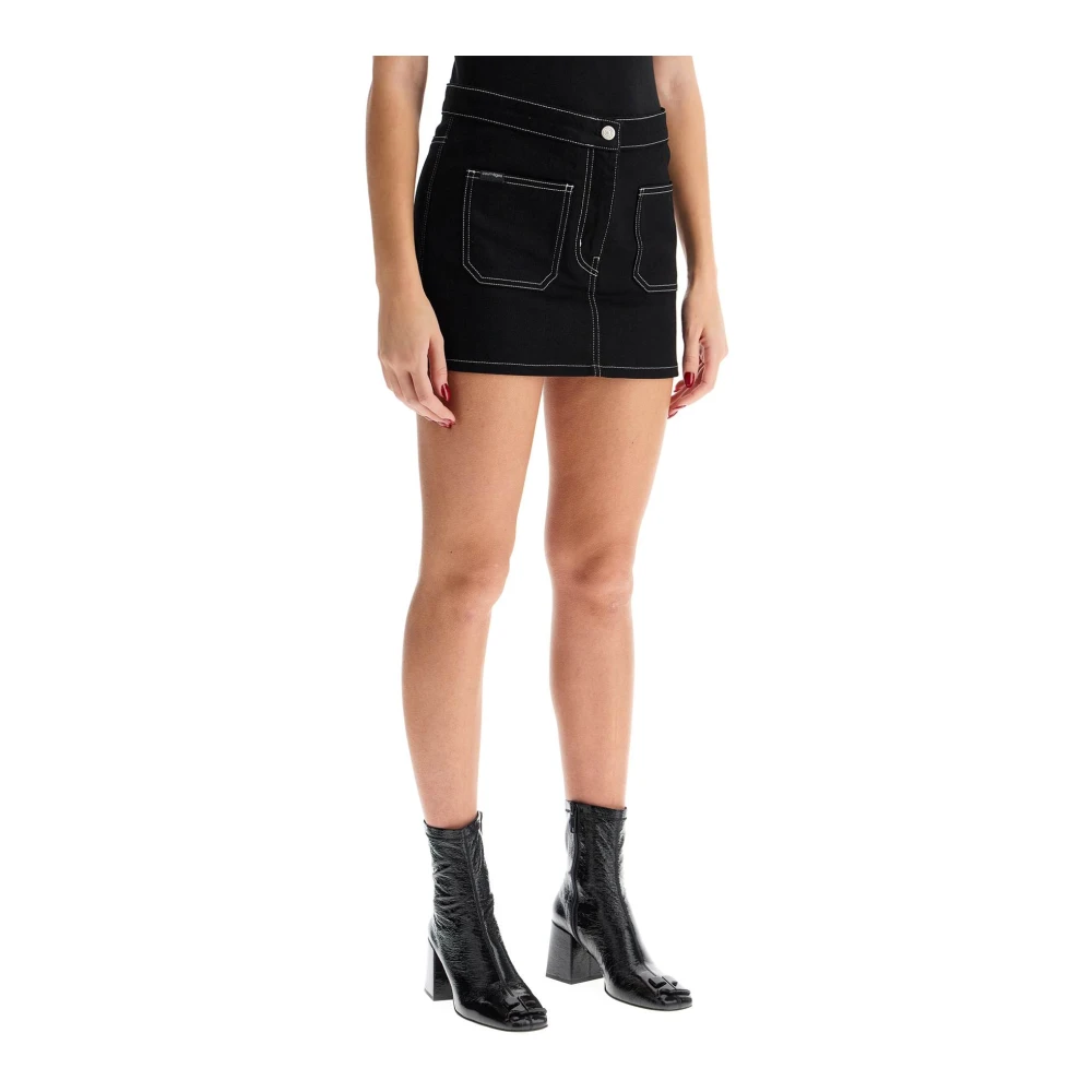 Courrèges Stretch denim mini rok met zakken Black Dames