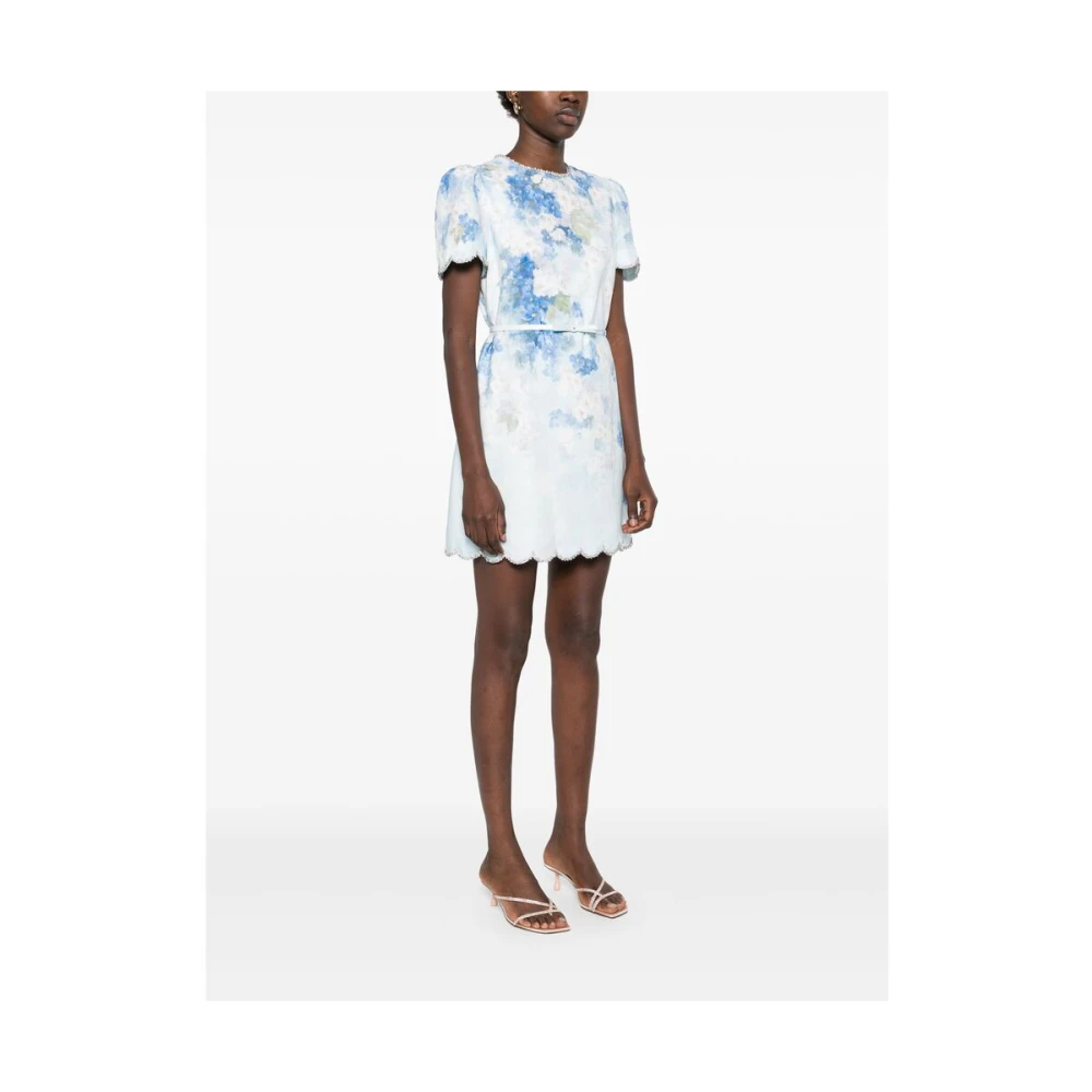 Zimmermann Bloemenprint Blauwe Jurk Kristalversiering Blue Dames