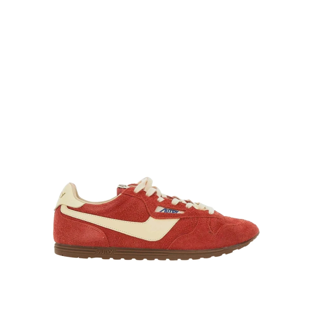Autry Suède en leren lage running sneakers Heren Schoenen Rood