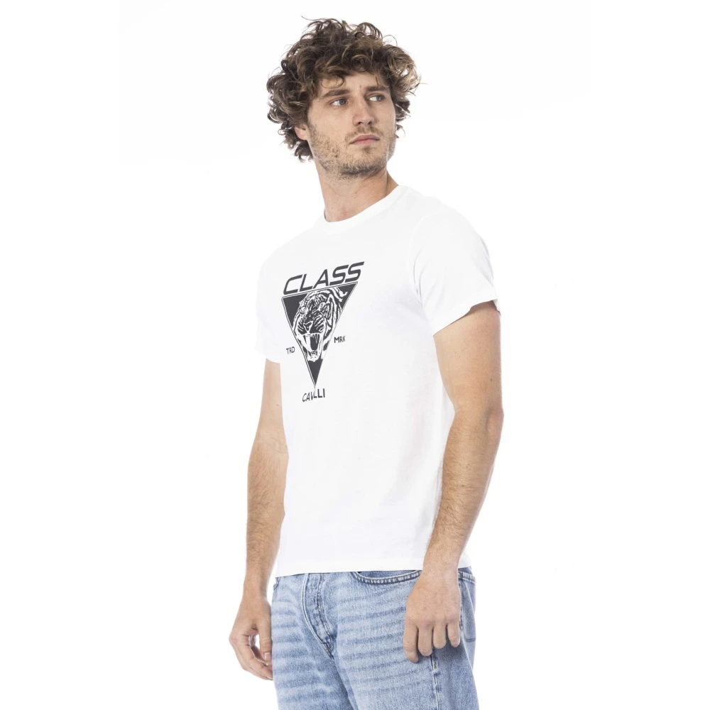 Cavalli Class Logo Print Korte Mouw T-shirt White Heren