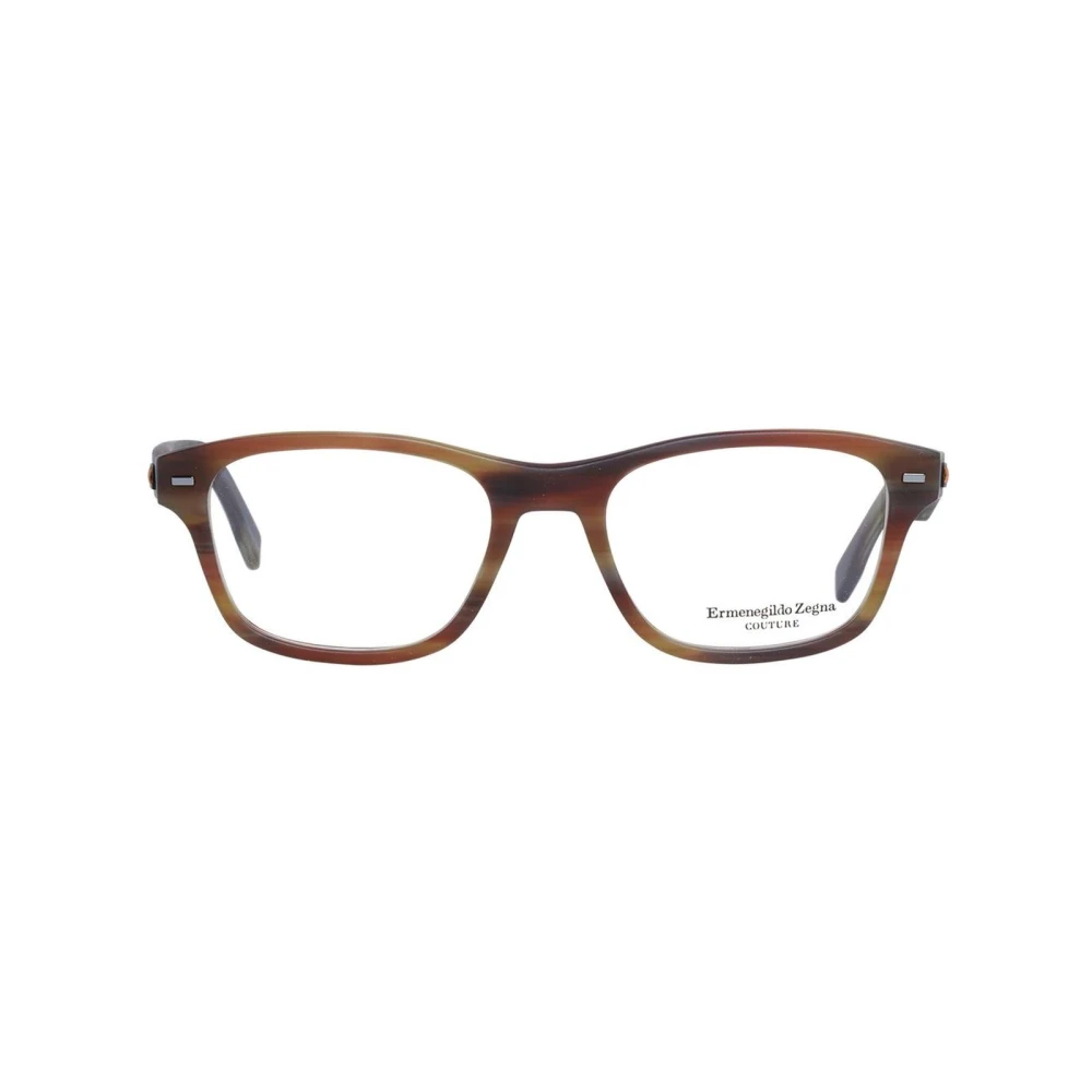 Ermenegildo Zegna Bruine Rechthoekige Optische Monturen met Merkhoes Brown Heren