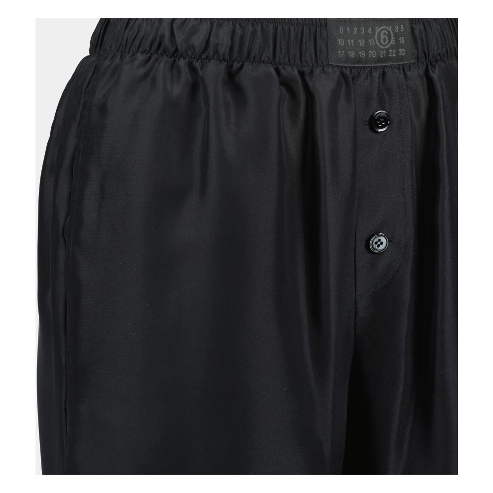 MM6 Maison Margiela Zijde Rechte Broek Black Dames
