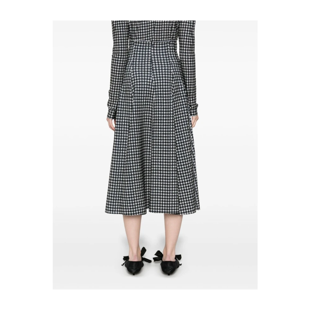 Norma Kamali Zwart Houndstooth A-Lijn Rok Black Dames