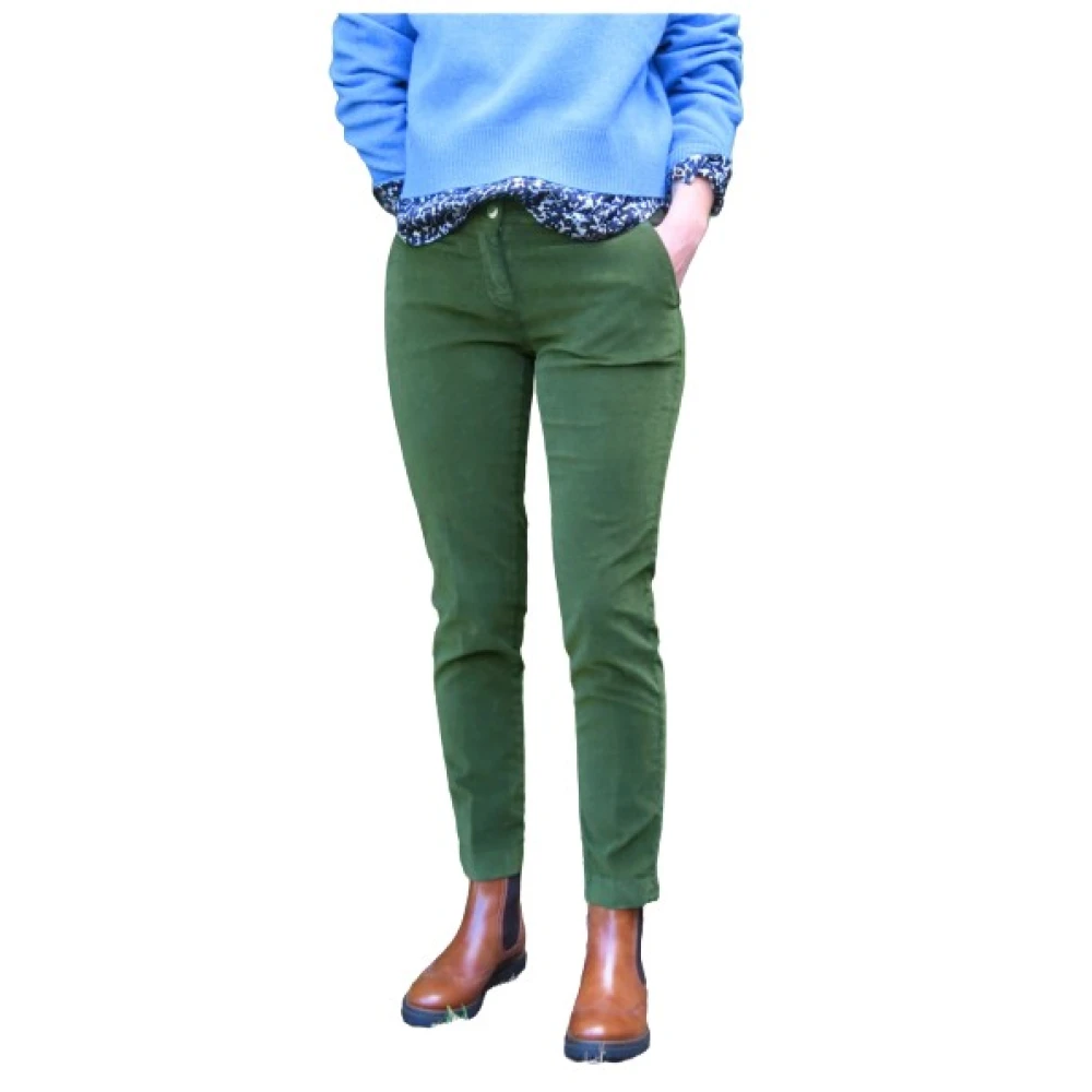 Mason's Slimme New York Fluweel Broek Green Dames