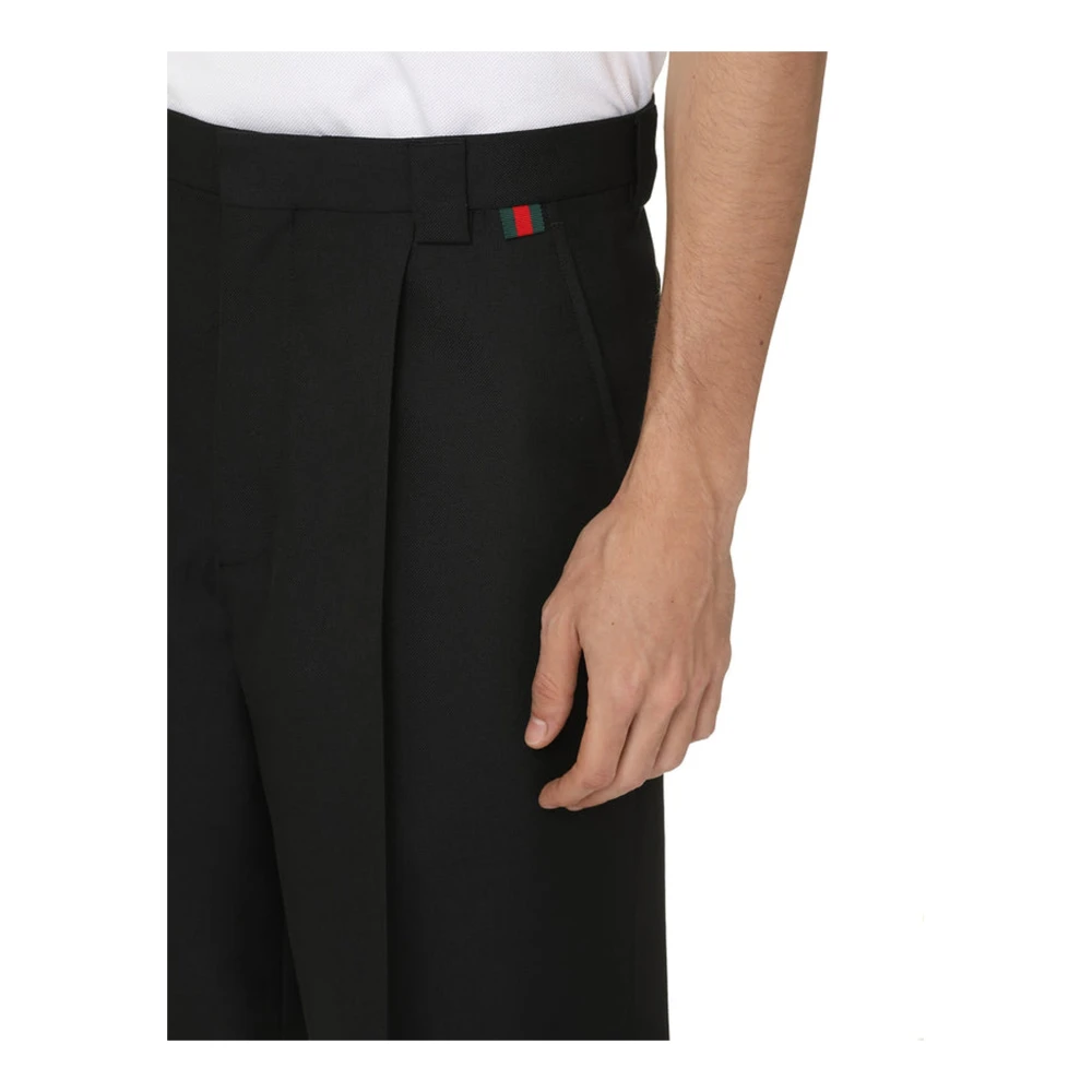 Gucci Groen-Rood-Groen Web Bermuda Shorts Black Heren