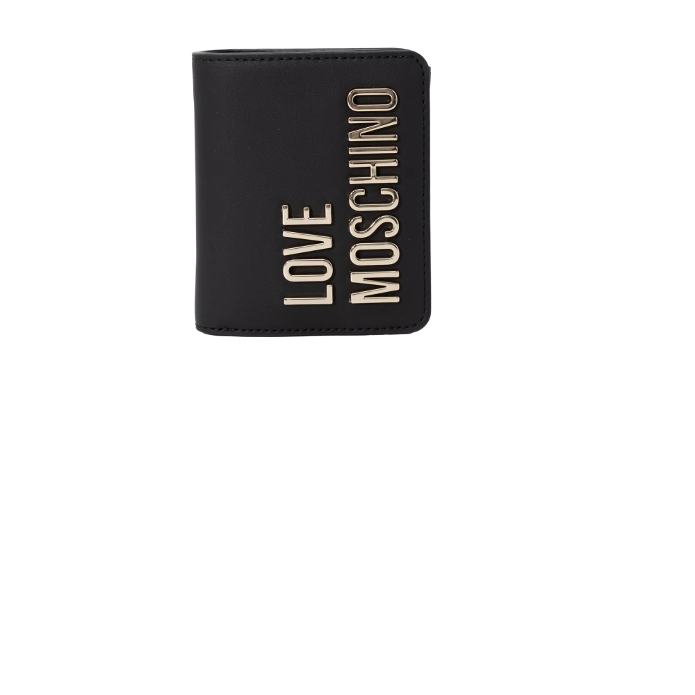 Love Moschino Dames Portemonnee van Kunstleer met Metalen Logo Black Dames