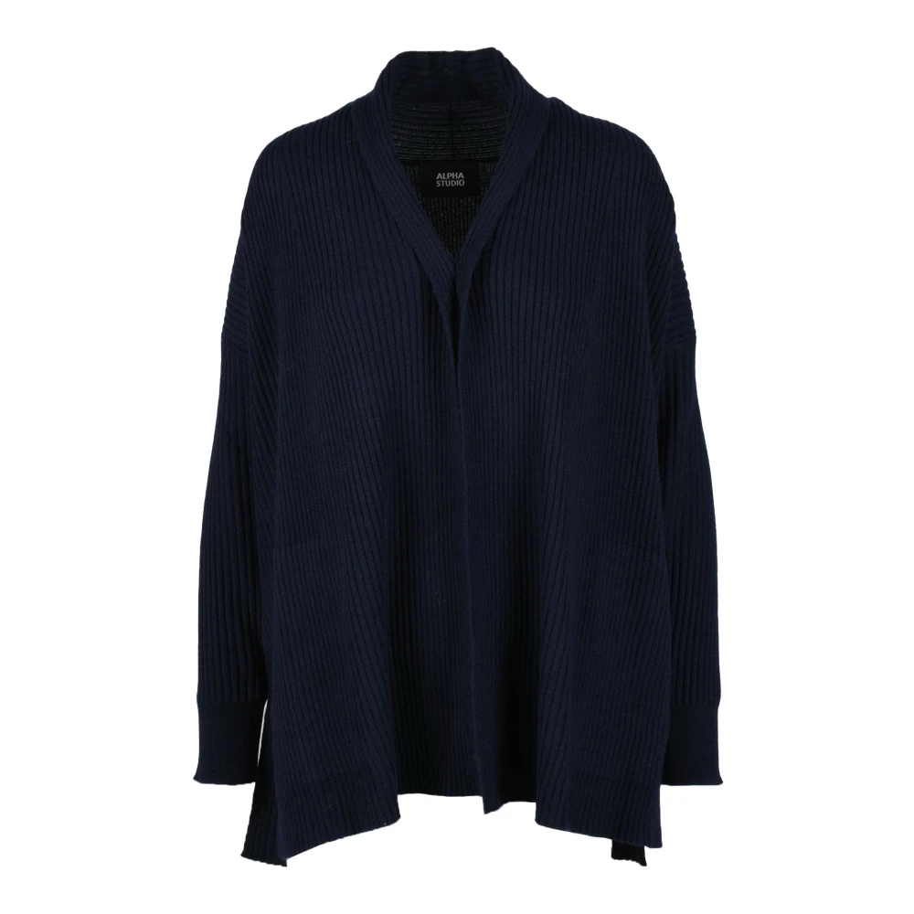 Alpha Studio Zachte Wol Kasjmier Mix Vest Blue Dames