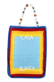 Borsa a Mano Blu Multi SS23 con Perline all`Uncinetto