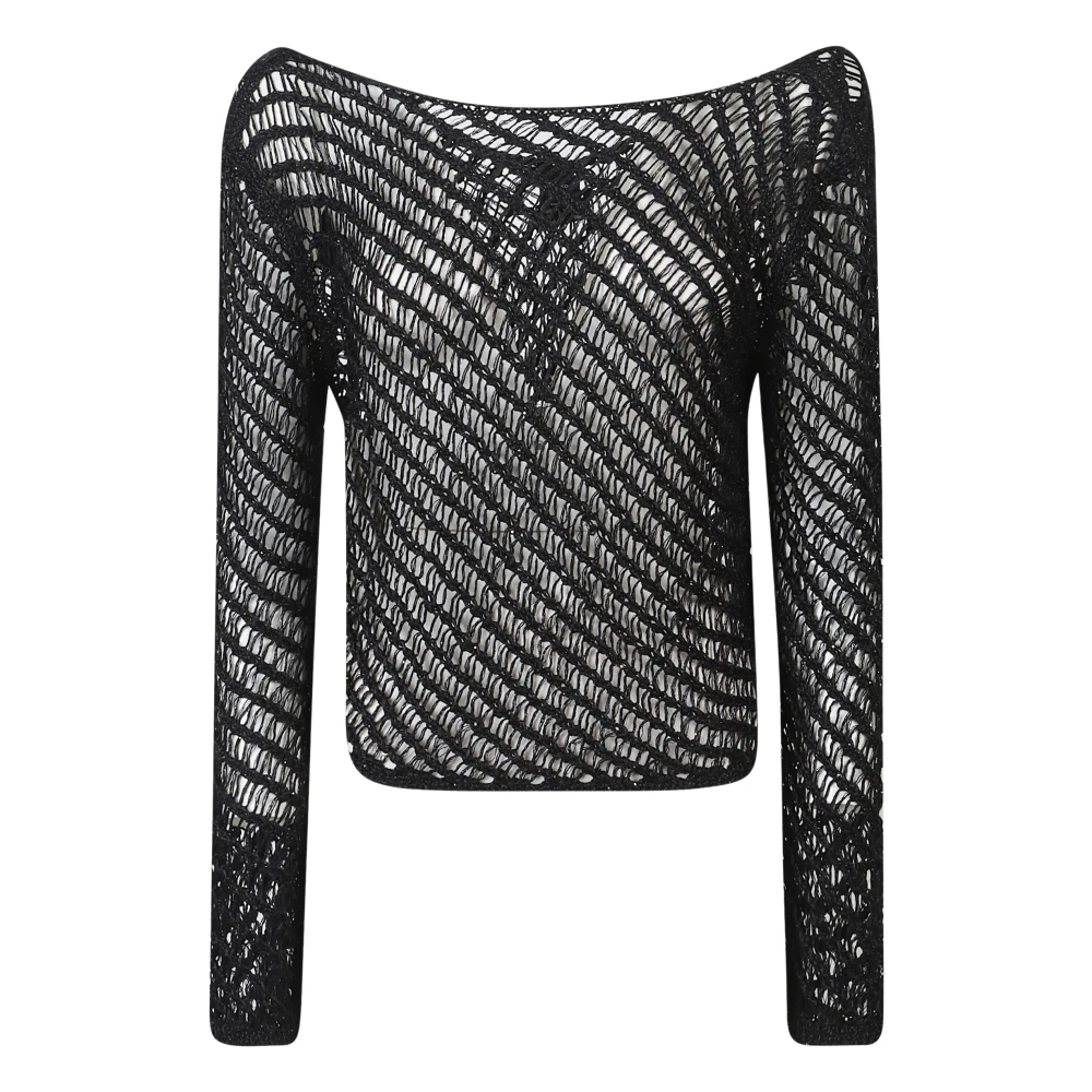 Pinko Women's Black Long Sleeve T-Shirts, M, Faglia Knit