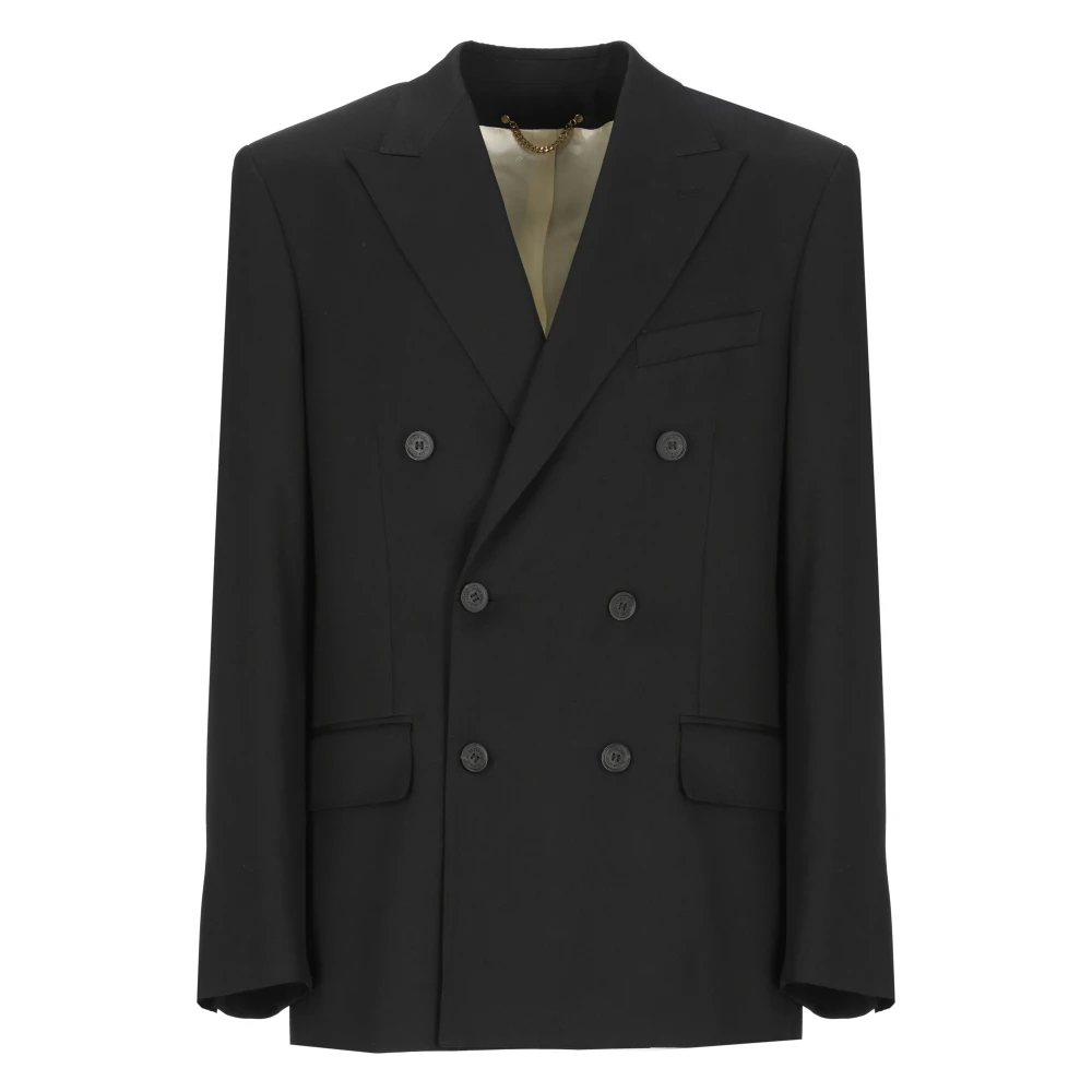Golden Goose Zwarte wollen double-breasted jas Black Heren