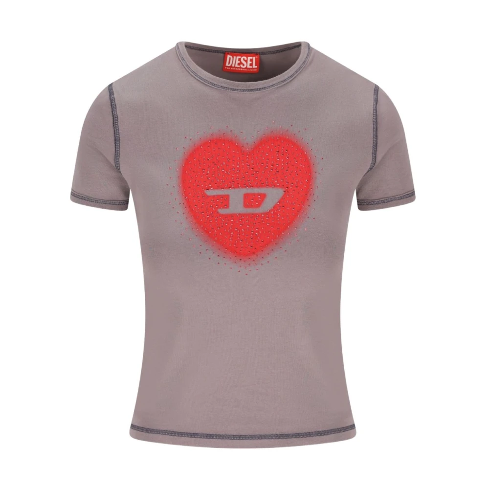 Diesel Vrouw Bruin Tops Dames, Xs, Katoen, Stretch Katoenen T-Shirt