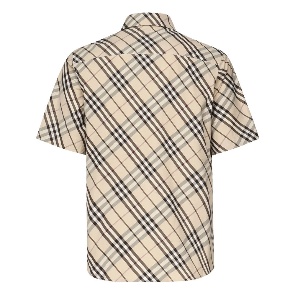 Burberry Beige Check Korte Mouw Shirt Beige Heren