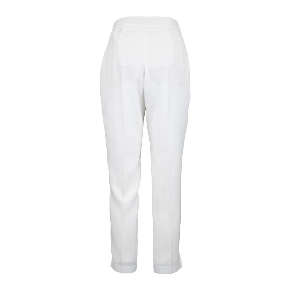 Elisabetta Franchi Gouden Detail Rits Haak Broek White Dames