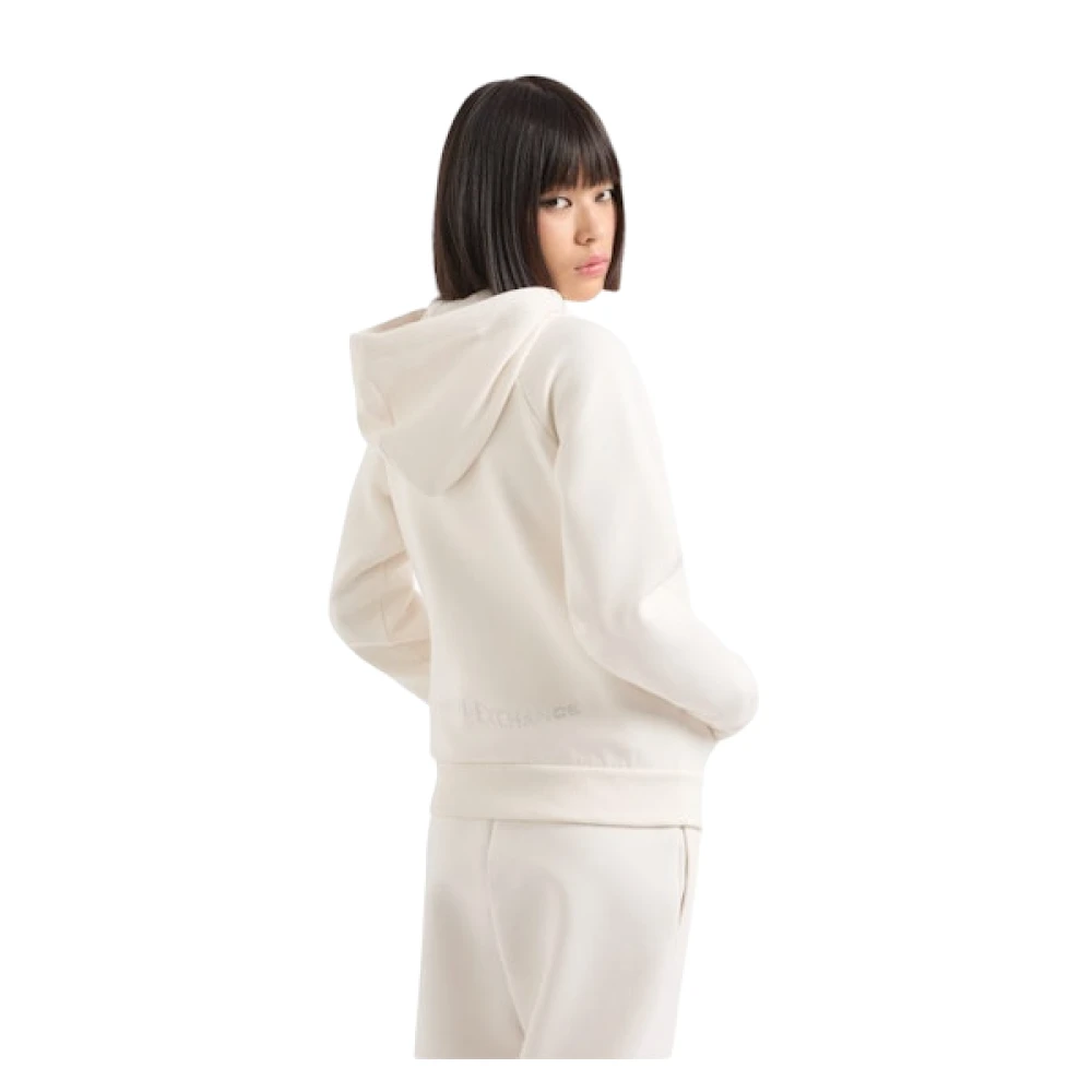 Armani Exchange Witte Hoodie met Rits Beige Dames