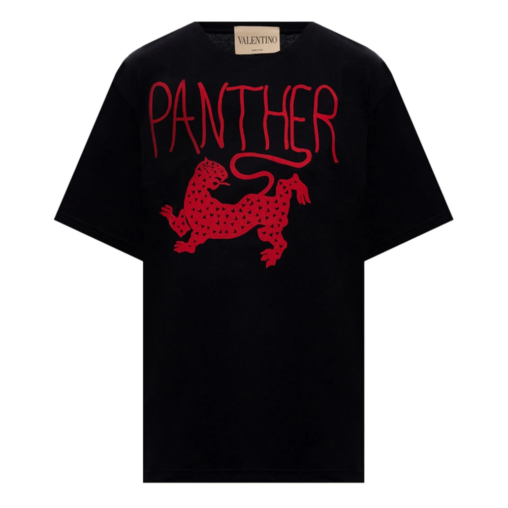 Valentino Women's Black T-Shirts, Xs, Printed Cotton T-Shirt