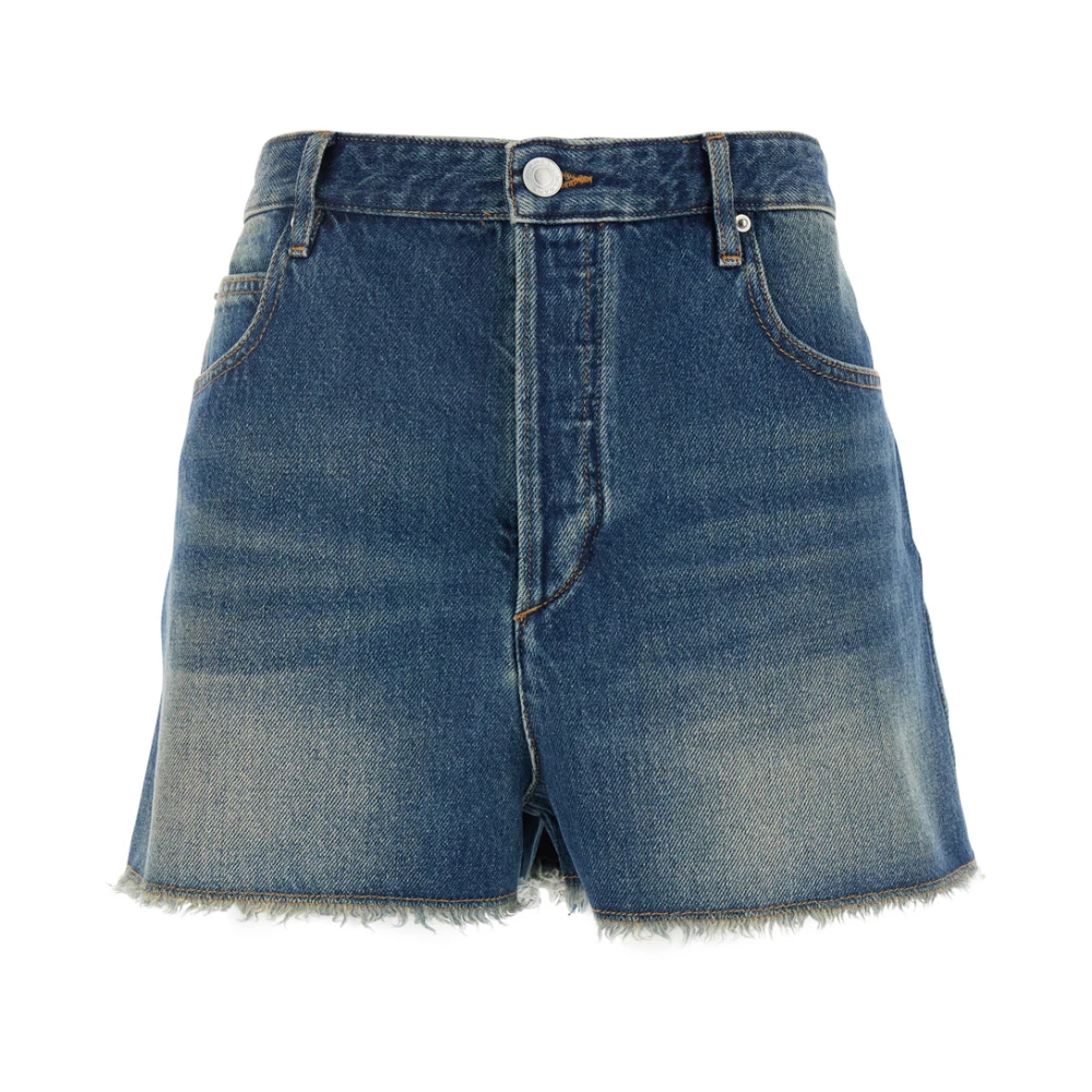 Isabel marant Blauwe Shorts met Franjezoom van Katoenmix Blue Dames