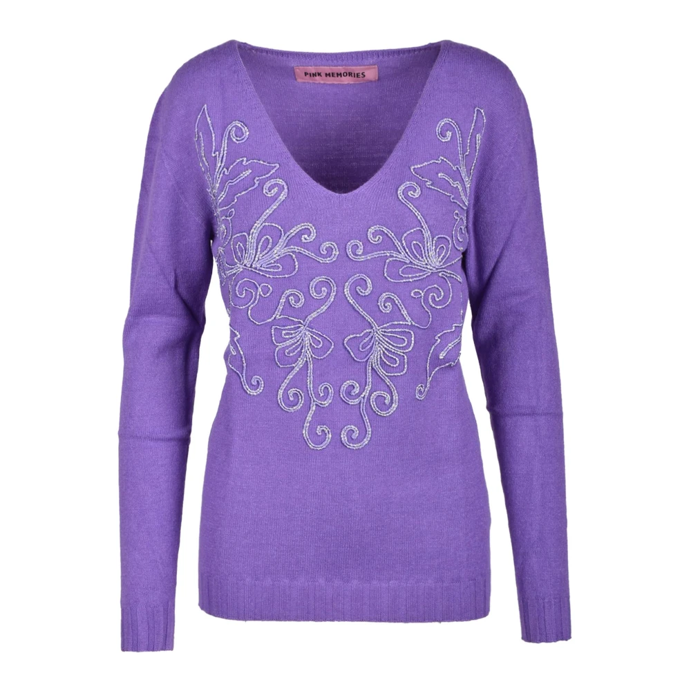 Pink Memories Zachte Gebreide Trui Purple Dames