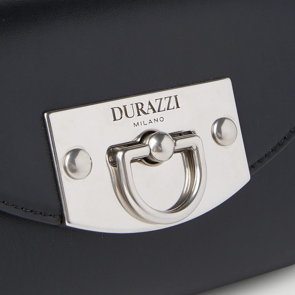 Durazzi Milano Leren Rol Schoudertas Black Dames
