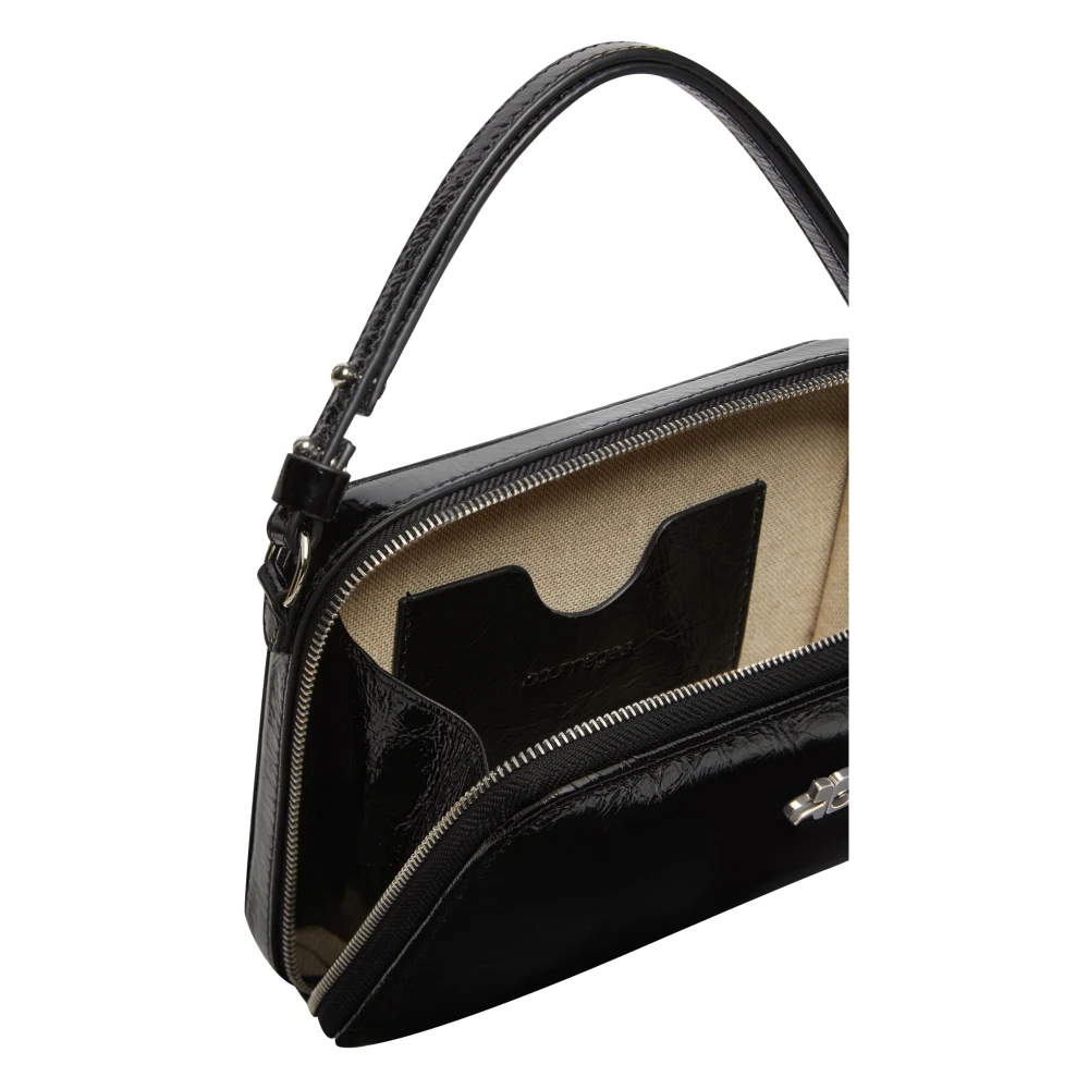 Courrèges Zwarte leren kettingtas Black Dames