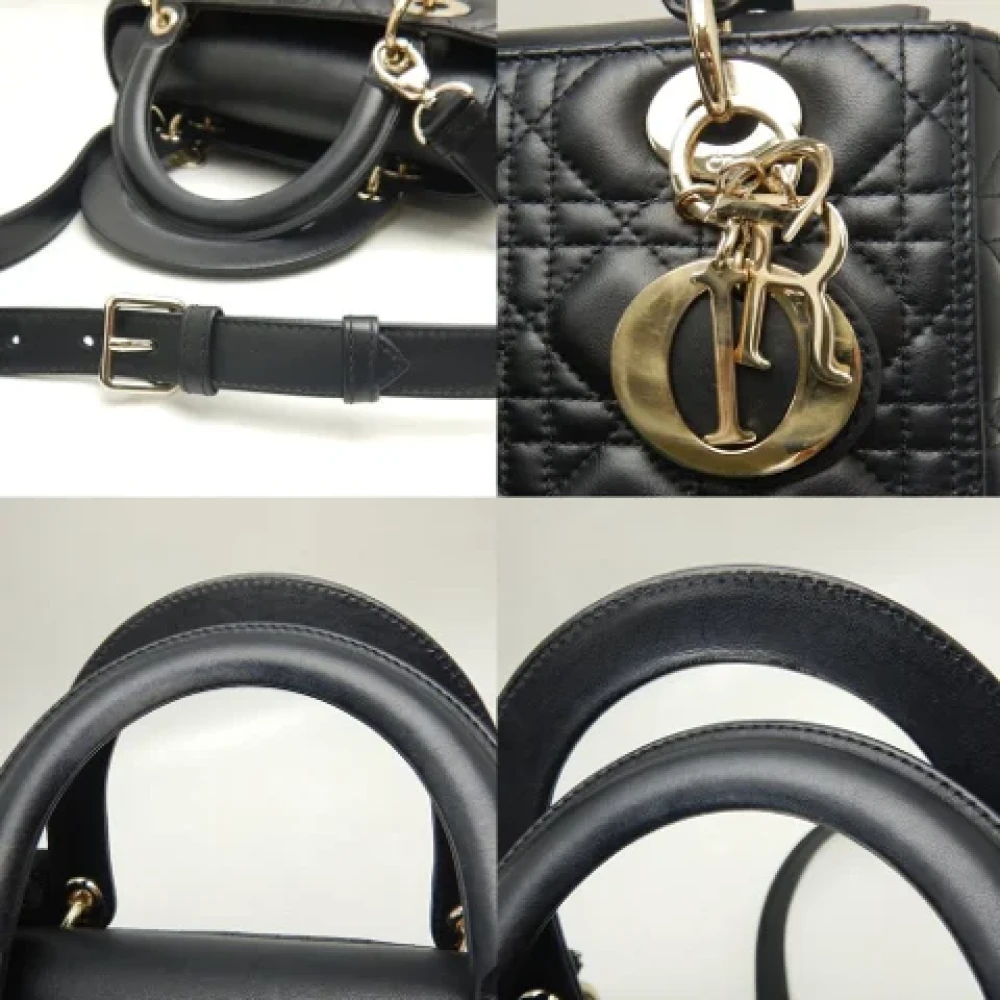 Dior Vintage Pre-owned Leather handbags Black Dames