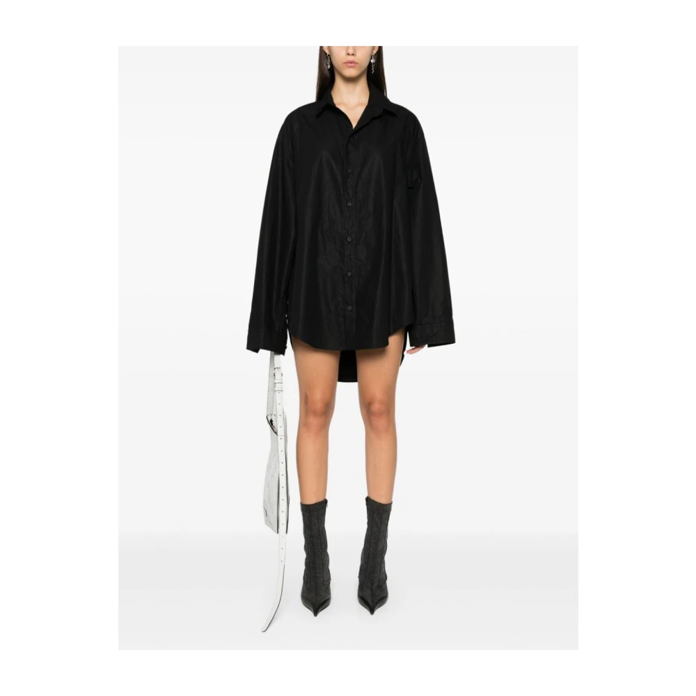 Balenciaga Poplin Trompe l`oeil Jurk Black Dames