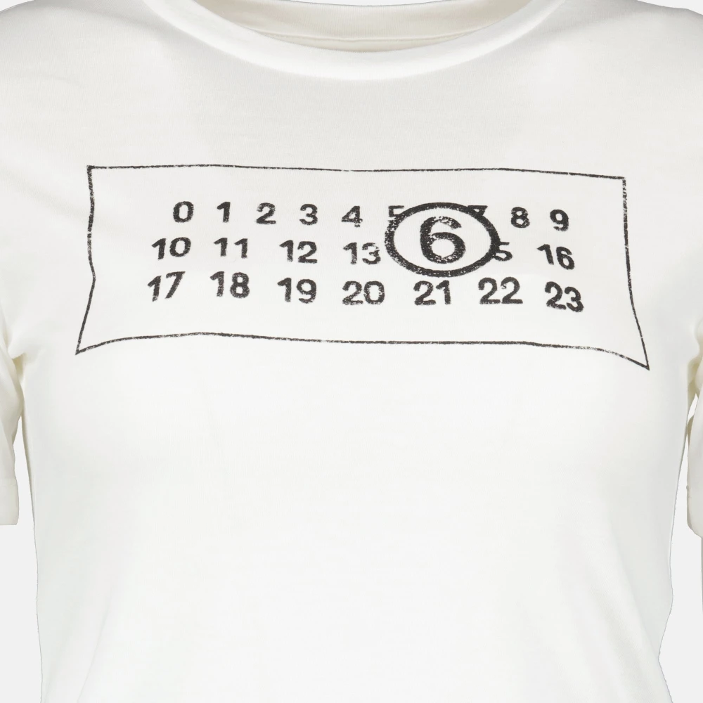 MM6 Maison Margiela Wit Katoenen T-shirt met Korte Mouwen White Dames