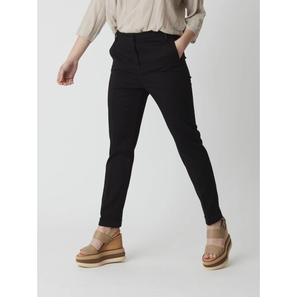 Manila Grace Chino Broek Black Dames