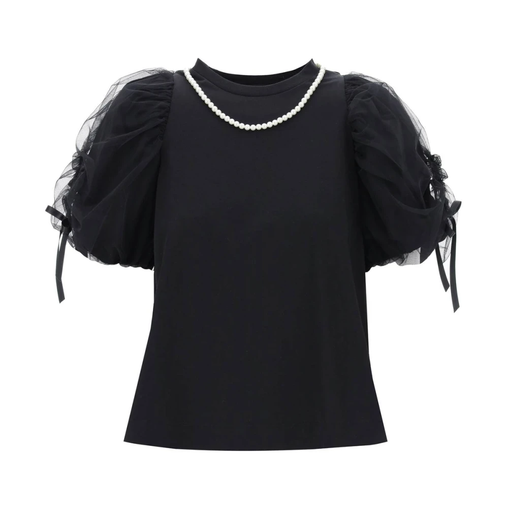 Simone Rocha T-shirt met pofmouwen en satijnen strikjes Black Dames