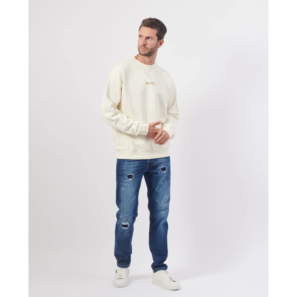 Disclaimer Witte Crewneck Sweatshirt met Lange Mouwen White Heren
