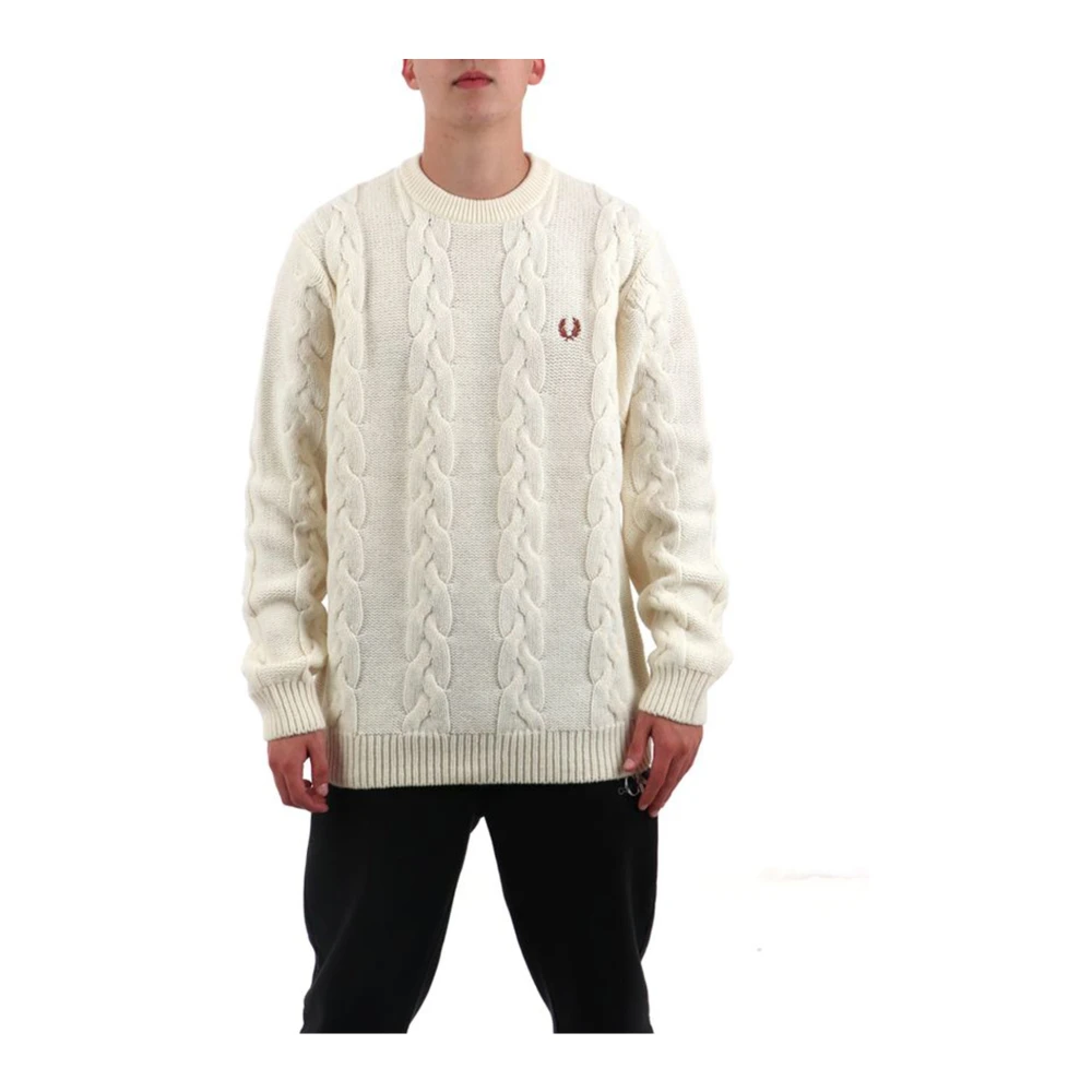 Fred Perry Chunky Cable Gebreide Trui Beige Heren