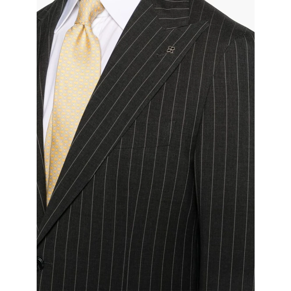 Tagliatore Single-Breasted Coats Gray Heren