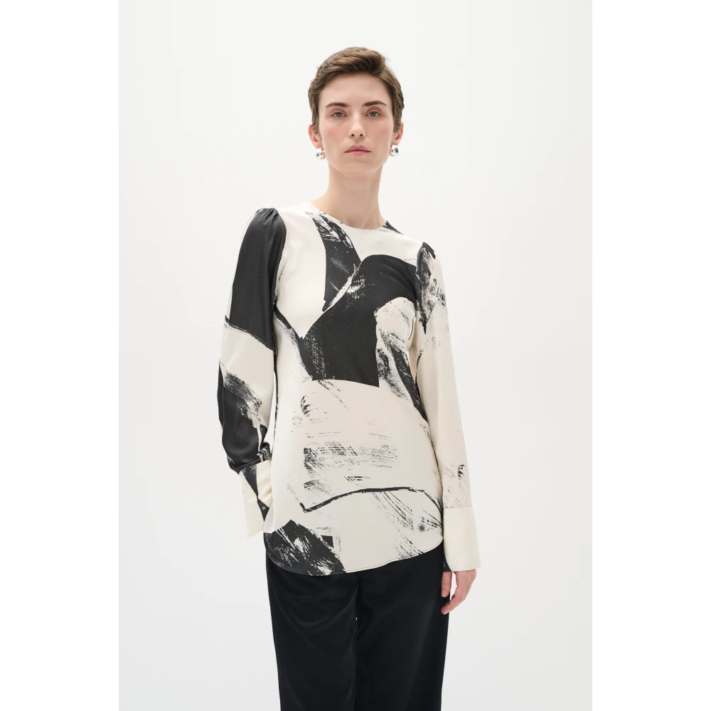 InWear Satijnen blouse met ronde hals White Dames