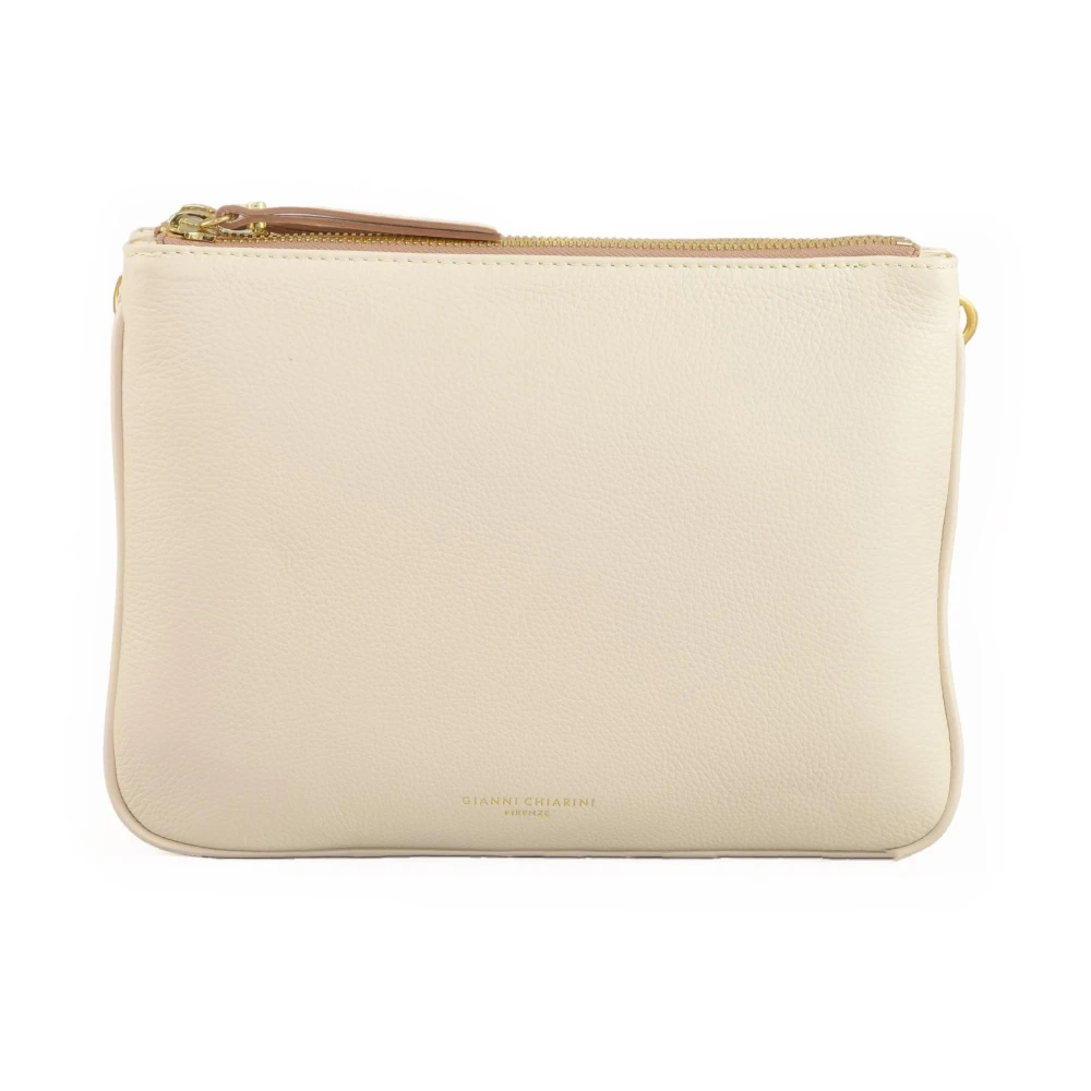 Gianni Chiarini Leren Schoudertas met Ritsen Beige Dames