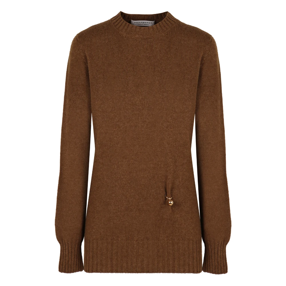 Philosophy Di Lorenzo Serafini Women's Brown Luxury Wool Cashmere Jumper - Round-Neck Knitwear - S - Knitwear