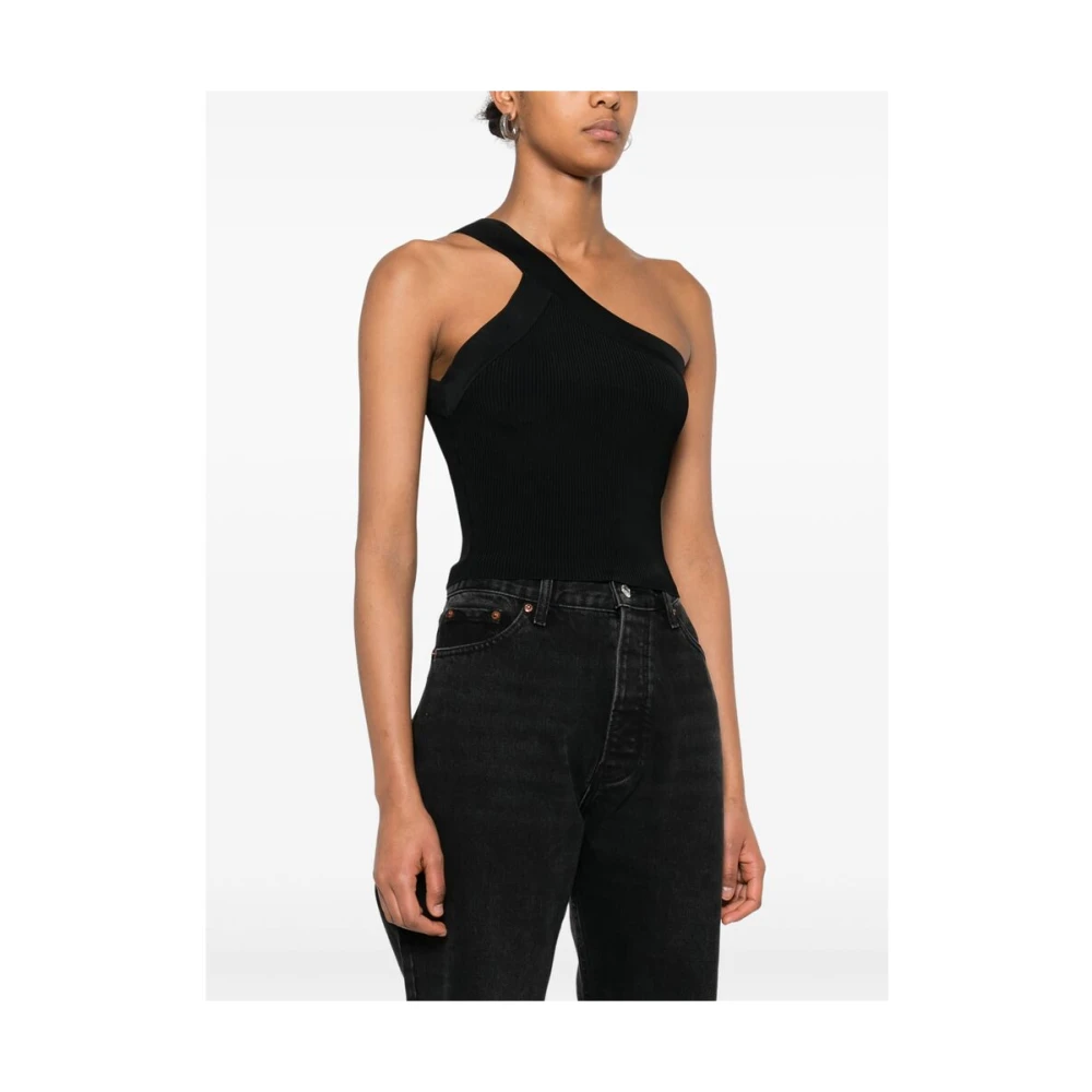 IRO Zwarte Asymmetrische One-Shoulder Top Black Dames