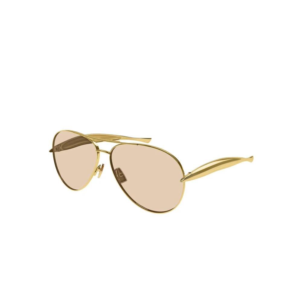 Bottega Veneta Aviator solglasögon i guld med bruna linser Yellow, Unisex