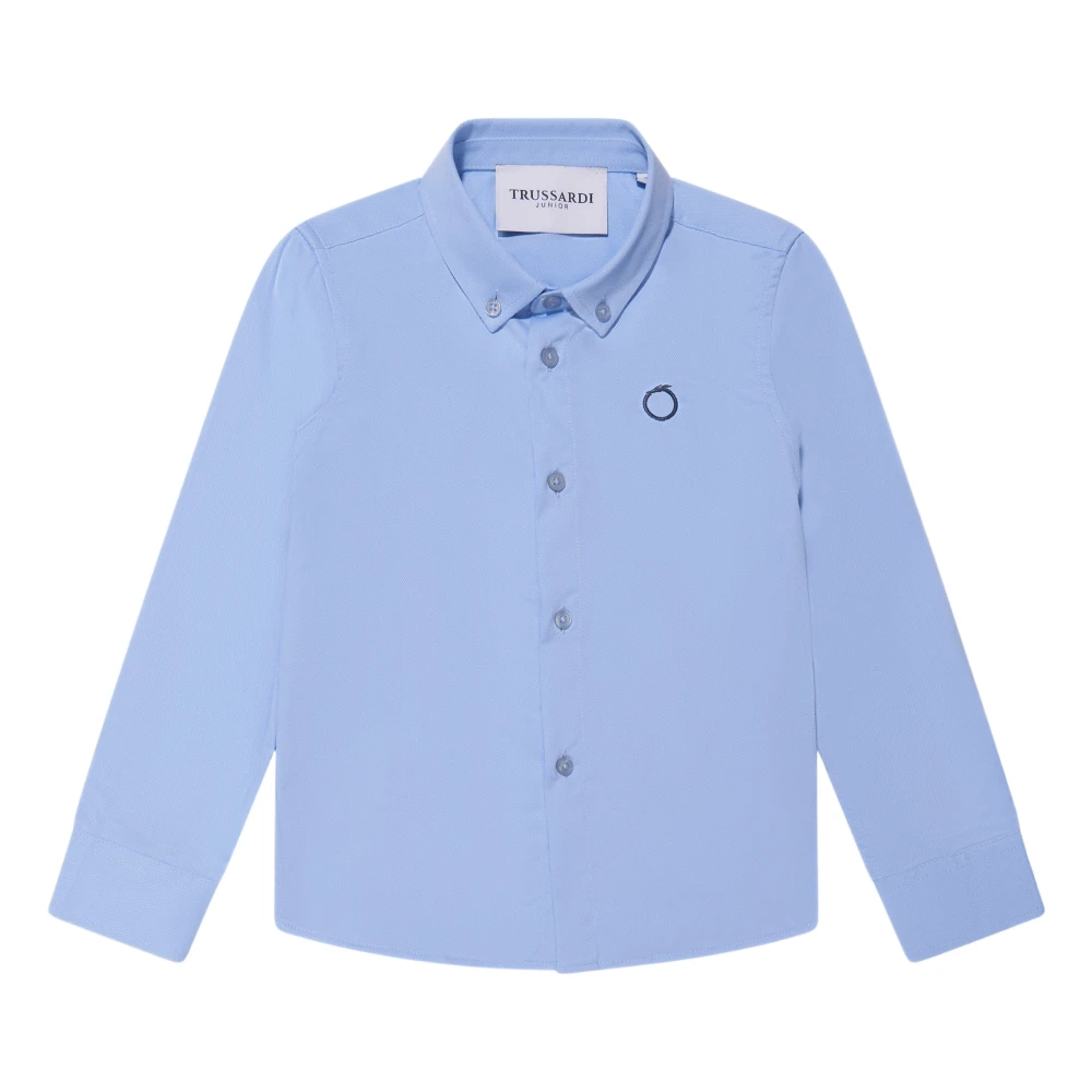 Trussardi Boys Blue Kids Shirts, 14 Y, Stripe Shirt With Embroidery