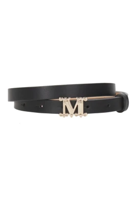 Svart läder Monogram Manschettknapp Armband