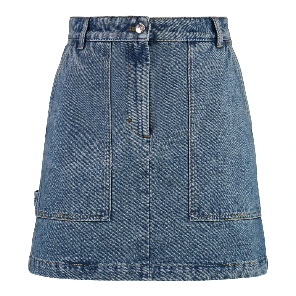 Maison Kitsuné Fox Patch Denim Mini Rok Blue Dames