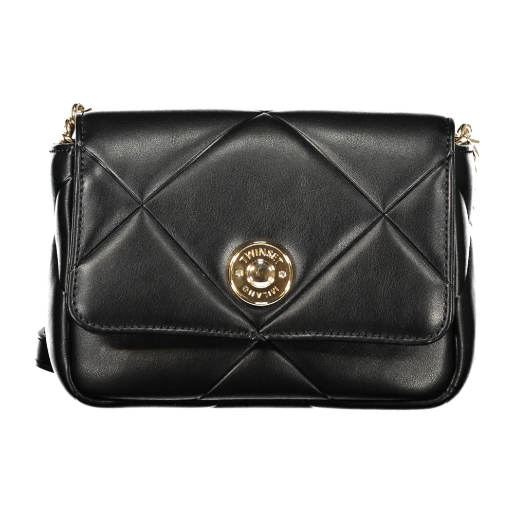 Twinset Quilted Flap Shoulder Bag With Logo Detail - Female - Cross Body Bags - Black - One Size - Bags - Image 3