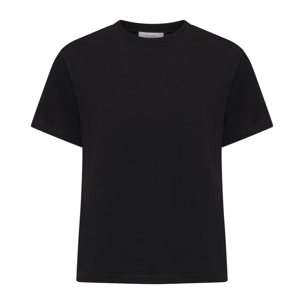 Studio Nicholson Marine Zwart Katoen Ronde Hals T-shirt Black Dames