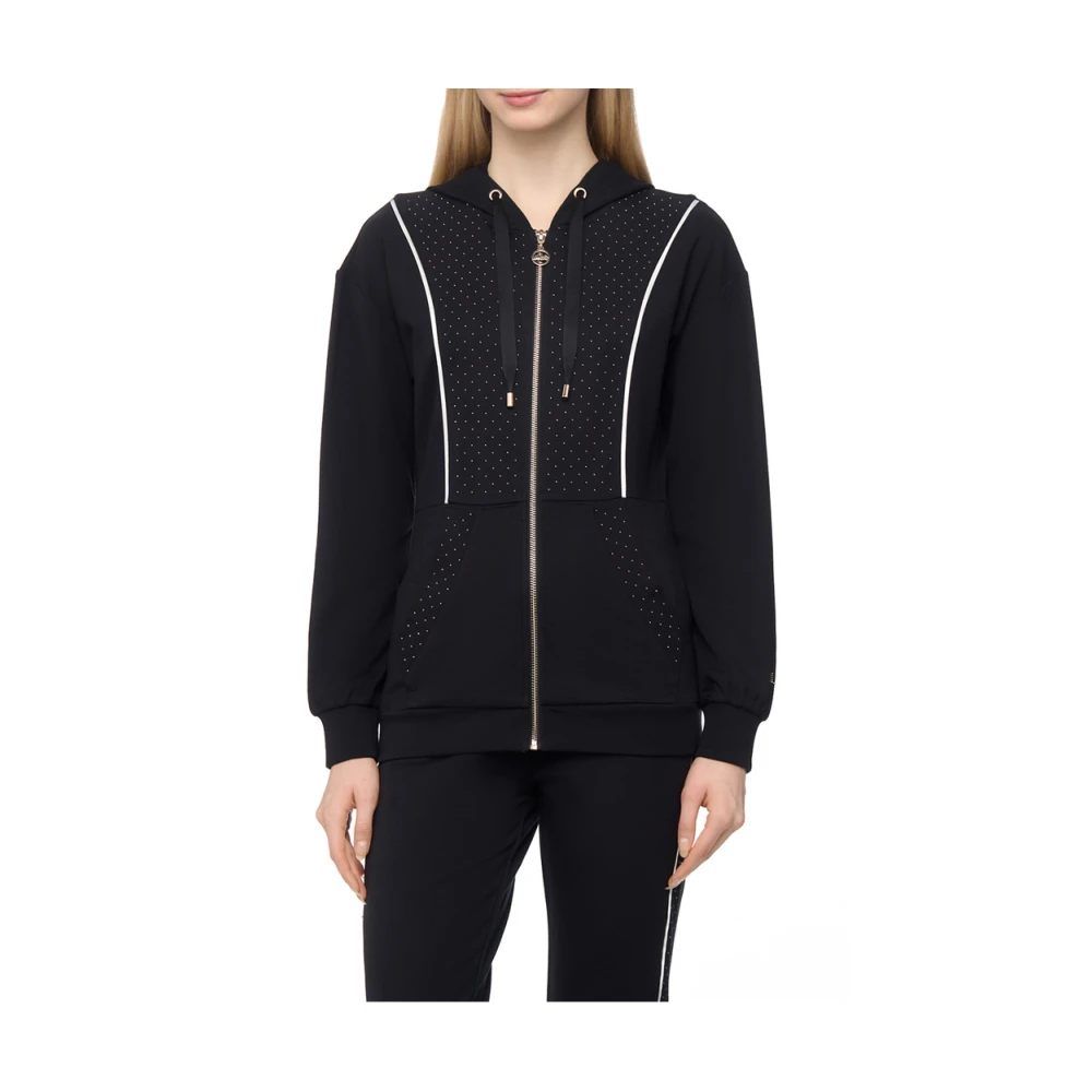 Liu Jo Zwarte rits hoodie met gouden studs Black Dames