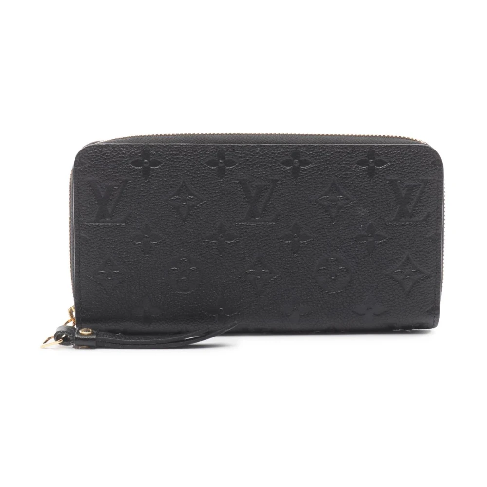 Louis Vuitton Vintage Women's Black Pre-Owned Monogram Embossed Leather Zip Around Wallet