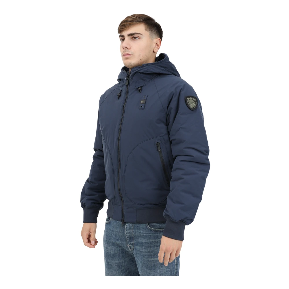 Blauer Blauwe militaire stijl gewatteerde jas Blue Heren