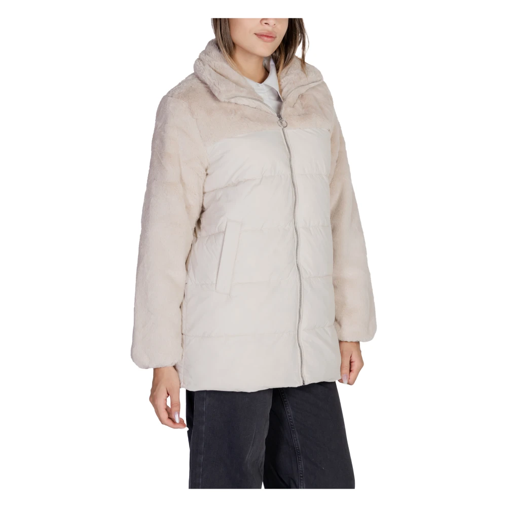 Only Bont Puffer Mix Jas voor Vrouwen Beige Dames
