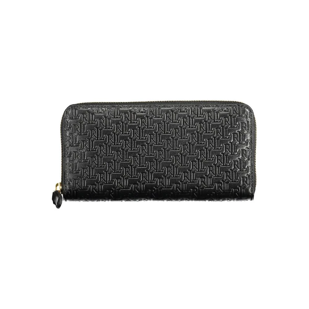 Ralph Lauren Women's Black Leather Wallet With Zipper