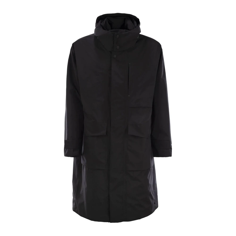 Herno Zwarte waterdichte jas met capuchon Black Heren